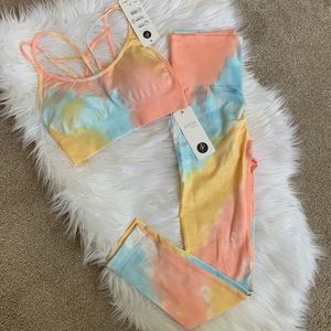 Tie dye two piece workout sets